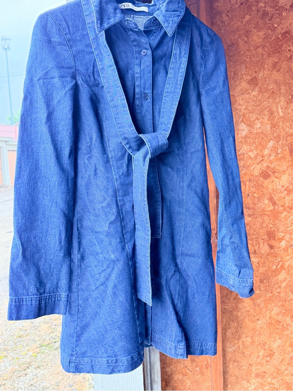 Zara Dark Blue Denim Tie-Front Jacket